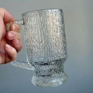 Set of 5 Vintage Ice Icicle Tree Bark Mug Cups Glasses Indiana Glass 16oz